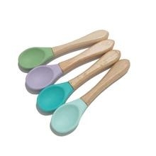 Houten Handvatzuigeling het Voeden Lepel BPA Vrije Voedselrang de Zachte Lepel van de Siliconebaby