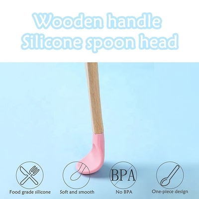 Houten Handvatzuigeling het Voeden Lepel BPA Vrije Voedselrang de Zachte Lepel van de Siliconebaby