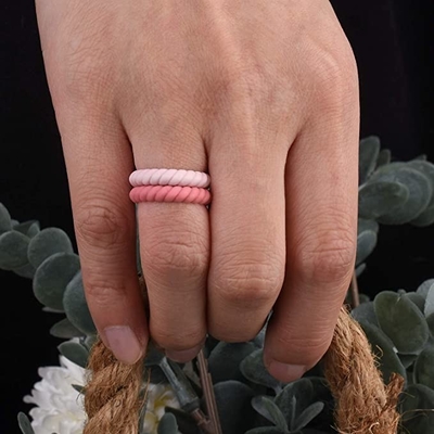 Verdun Gevlechte Stapelbare Sport Zwart Ring Hypoallergenic Silicone Wedding Rings voor Vrouwen