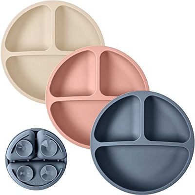 Van het de Baby100% Voedsel van de microgolfpeuter de Rangsilicone Verdeelde Platen BPA Vrij met Zuiging